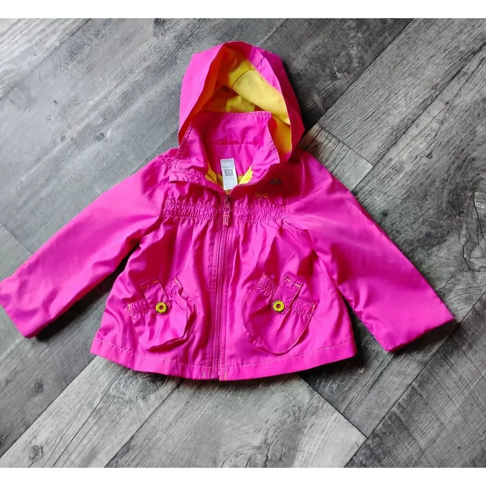 Carter's Girls Size 24 Months Bright Pink Hooded Windbreaker